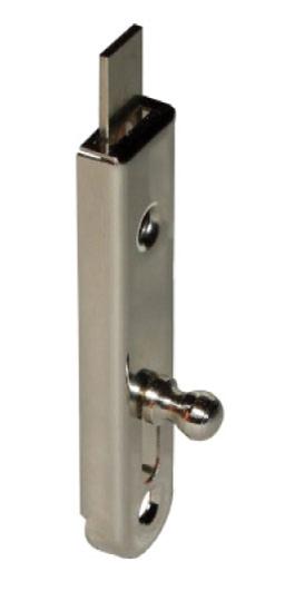 70mm Shoot Bolt with Strike Plate for Cupboard Doors - Nickel