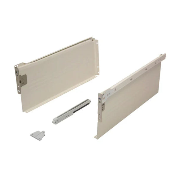 Metal Drawer Side Pack 25kg 150mm x 450mm Ext 75% Cream Complete With Damper