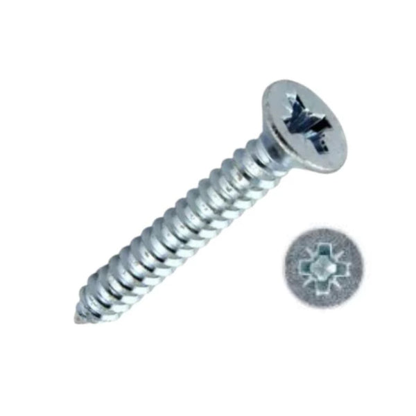 10g x 1" (5 x 25mm) Countersunk Pozi Hardened Wood Screws - Zinc