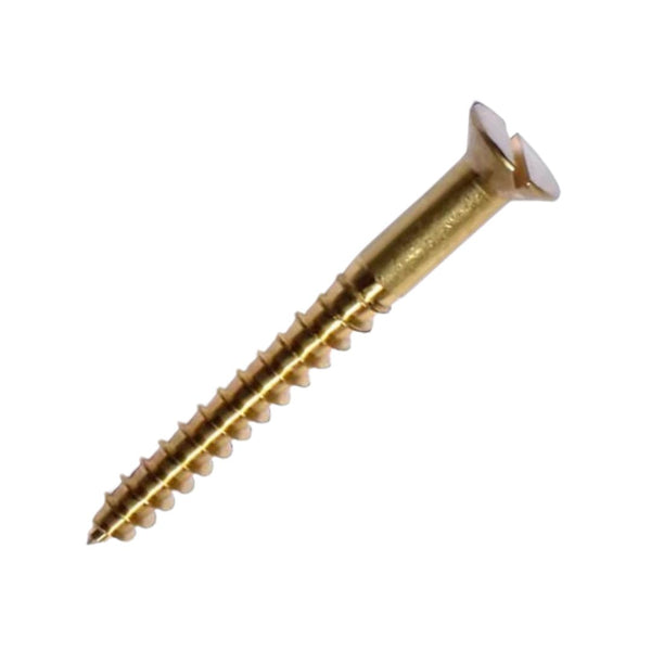 10g x 1 1/2" (5 x 40mm) Countersunk Pozi Slotted Wood Screws - Brass