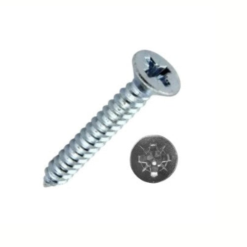 6g x 1" (3.5 x 25mm) Pozi Self Tapping Countersunk Screws - Zinc