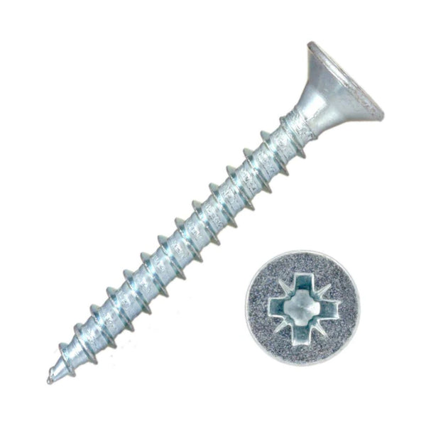 8g x 3 1/2" (4 x 90mm) Countersunk Pozi Twinthread Wood Screws - Zinc