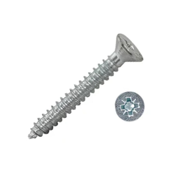 14g x 1 1/4" (7 x 30mm) Countersunk Head Pozi Type AB Self Tapping Screws - Zinc