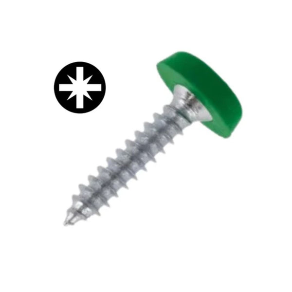 Number Plate Self Tapping Screws 4.8mm x 19mm - Green