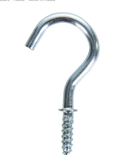 1" Shouldered Cup Hook - Bright Zinc