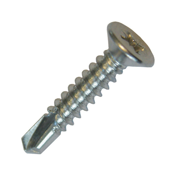 8g x 1 1/4" (3.9 x 32mm) Countersunk Ph2 Drill Point S/Tapping Screw - Yellow Zinc