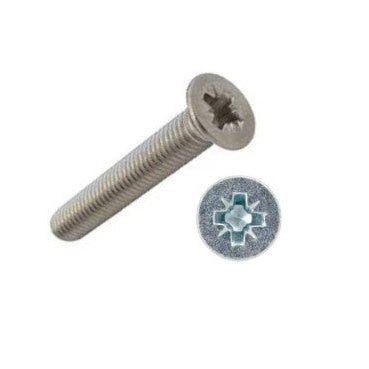 M6 x 25mm Pozi Countersunk Mild Steel DIN965 Machine Screw - Zinc