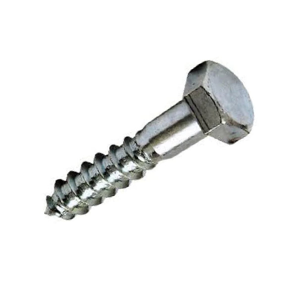 M6 x 40mm Hexagon Coach Screws, Mild Steel DIN571 - Zinc