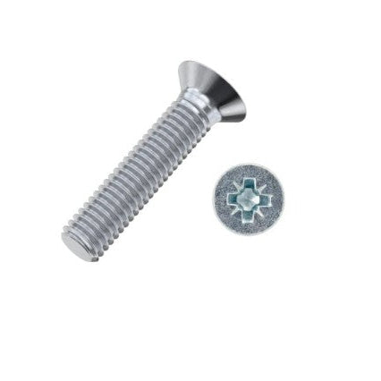 M8 x 30mm Pozi Countersunk Head Mild Steel Machine Screw DIN695 - Zinc