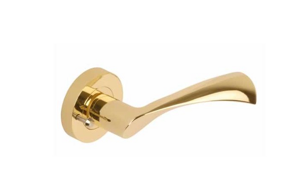 Flex Lever On Round Rose - Screw Rose -  Polished Brass