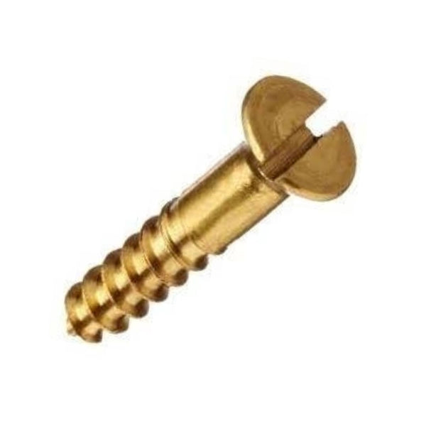 6g x 5/8" (3.5 x 16mm) Slotted Countersunk Wood Screws - Brass