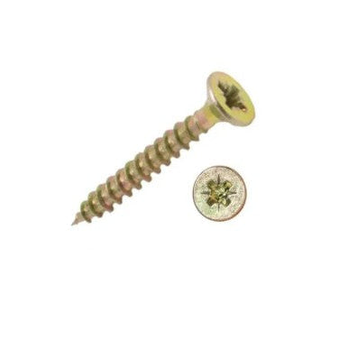 8g x 1 1/4" (4 x 30mm) Pozi Countersunk Screws - Yellow Zinc