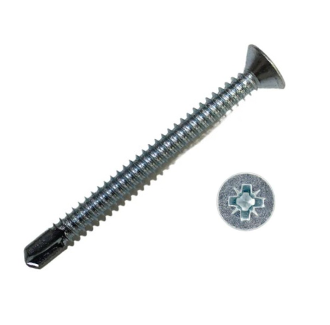 10g x 2 1/2" (4.8x60mm) Countersunk PH Drill Point Screws 300SSP - Zinc